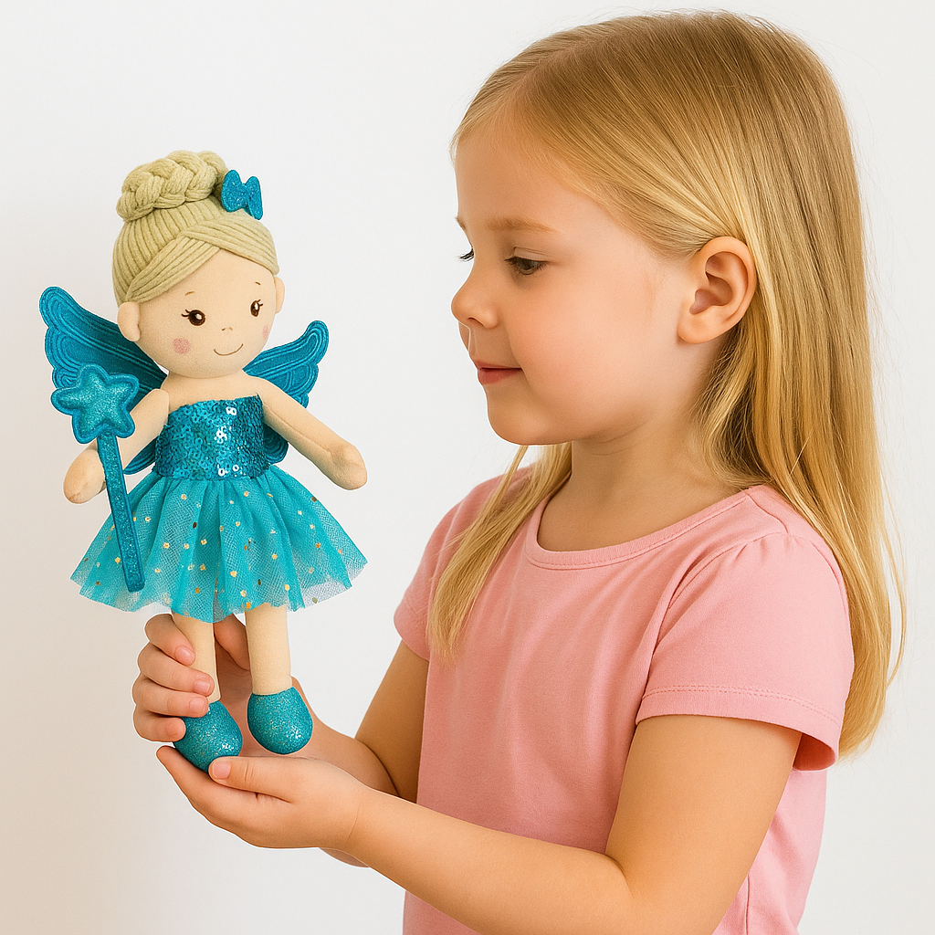 Sweety Toys 13258 Stoffpuppe Fee Plüschtier Softpuppe Prinzessin 30 cm blau