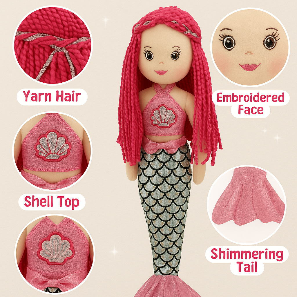 Sweety Toys 13333 Fabric doll Soft doll Mermaid plush animal princess 45 cm pink