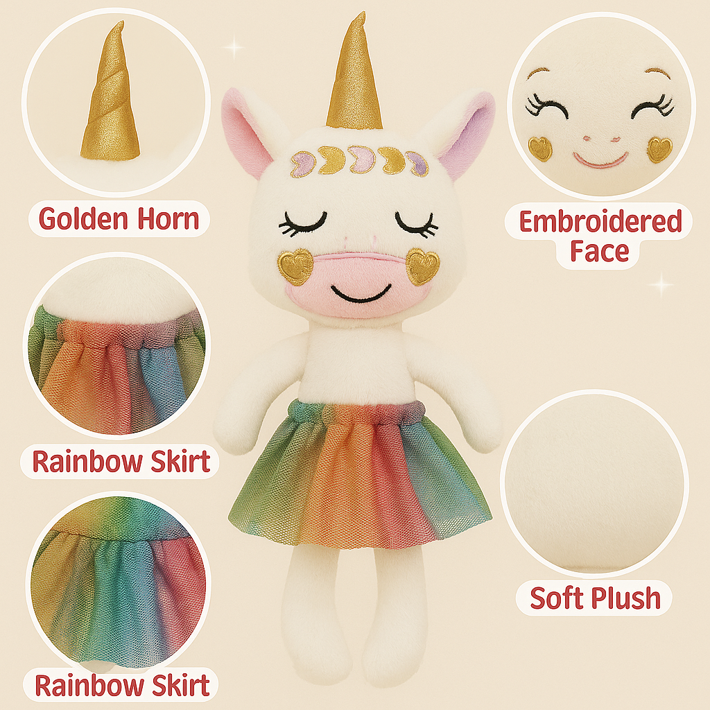 Sweety Toys 13388 Unicorn Fabric Doll Soft Doll Ballerina Fairy Plush Toy Princess 30 cm
