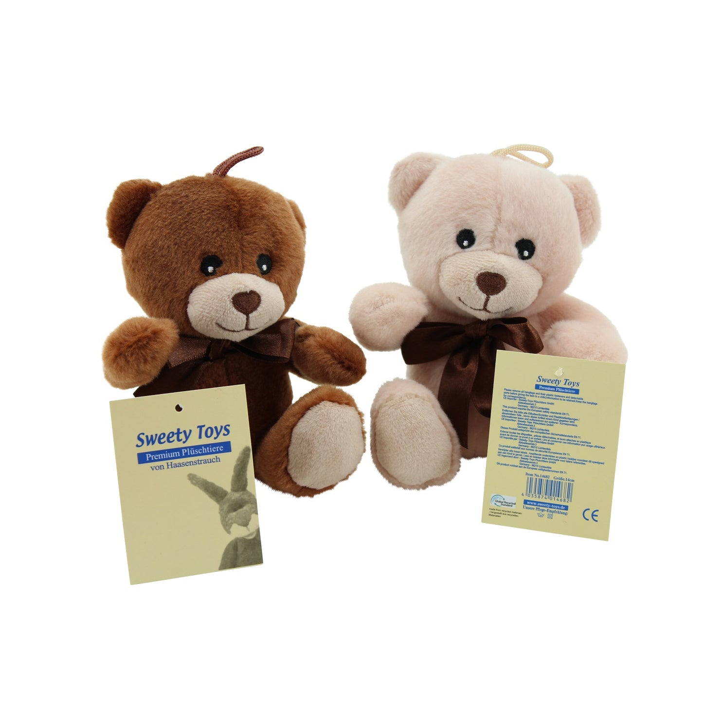 Sweety Toys 14729 Teddybär 2er Set aus recyceltem Material- Plüschtiere zum Kuscheln aus recycelten Plastikflaschen