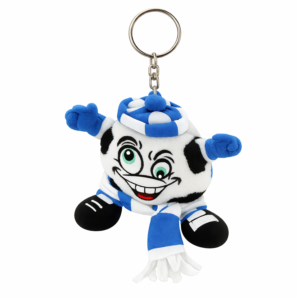 Sweety Toys Kuscheltier Fußball Schlüsselanhänger Blau Weiß ca.6cm – weicher Plüsch Anhänger