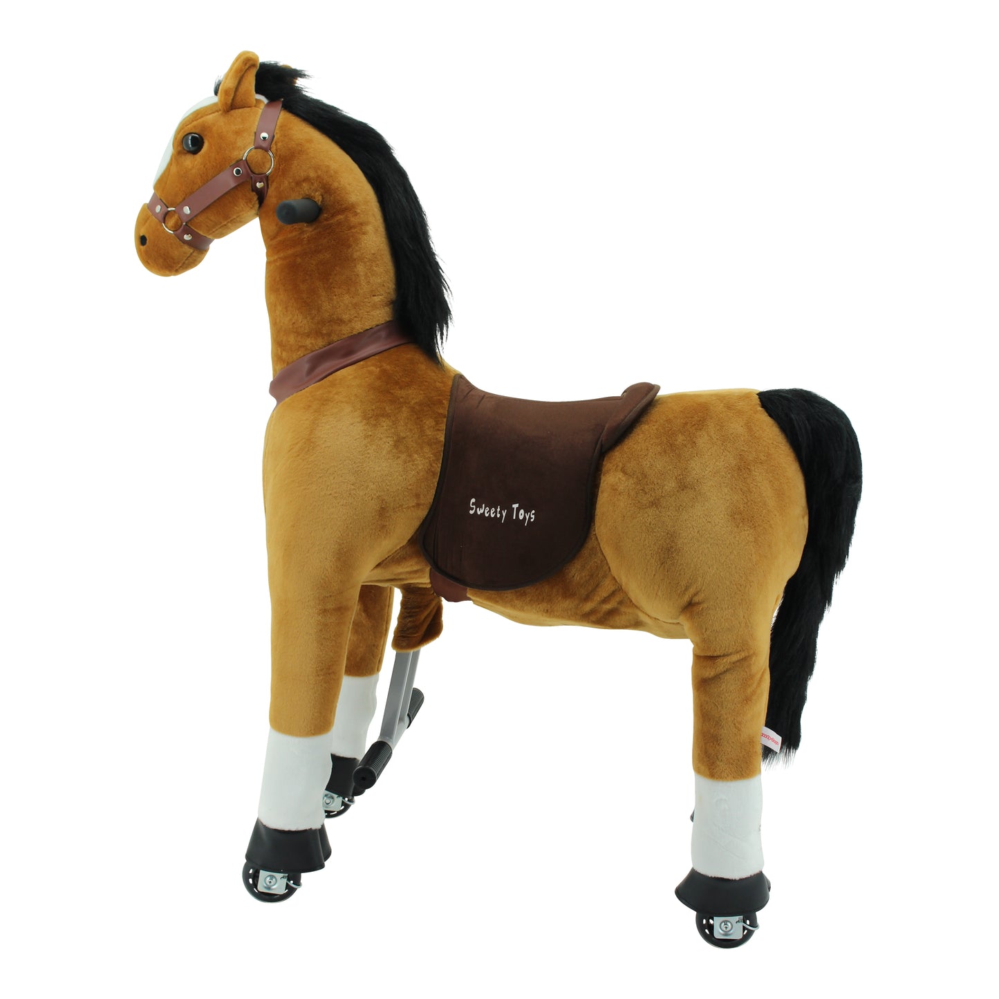Sweety Toys 7363 Reittier Pferd BROWNIE auf Rollen für 4 bis 9 Jahre -RIDING ANIMAL