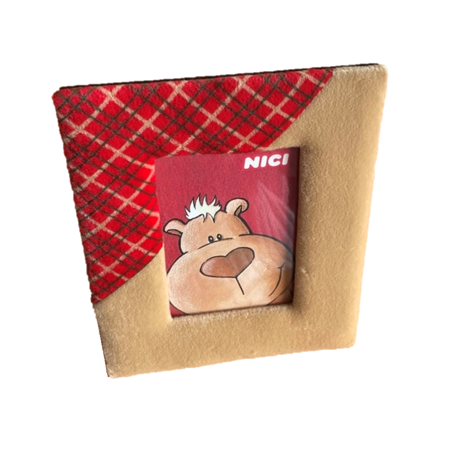 Nici Bilderrahmen aus Plüsch in rot, 12,5cm x 8,5cm, Geschenkidee, Bilder Geschenk, Geschenkset