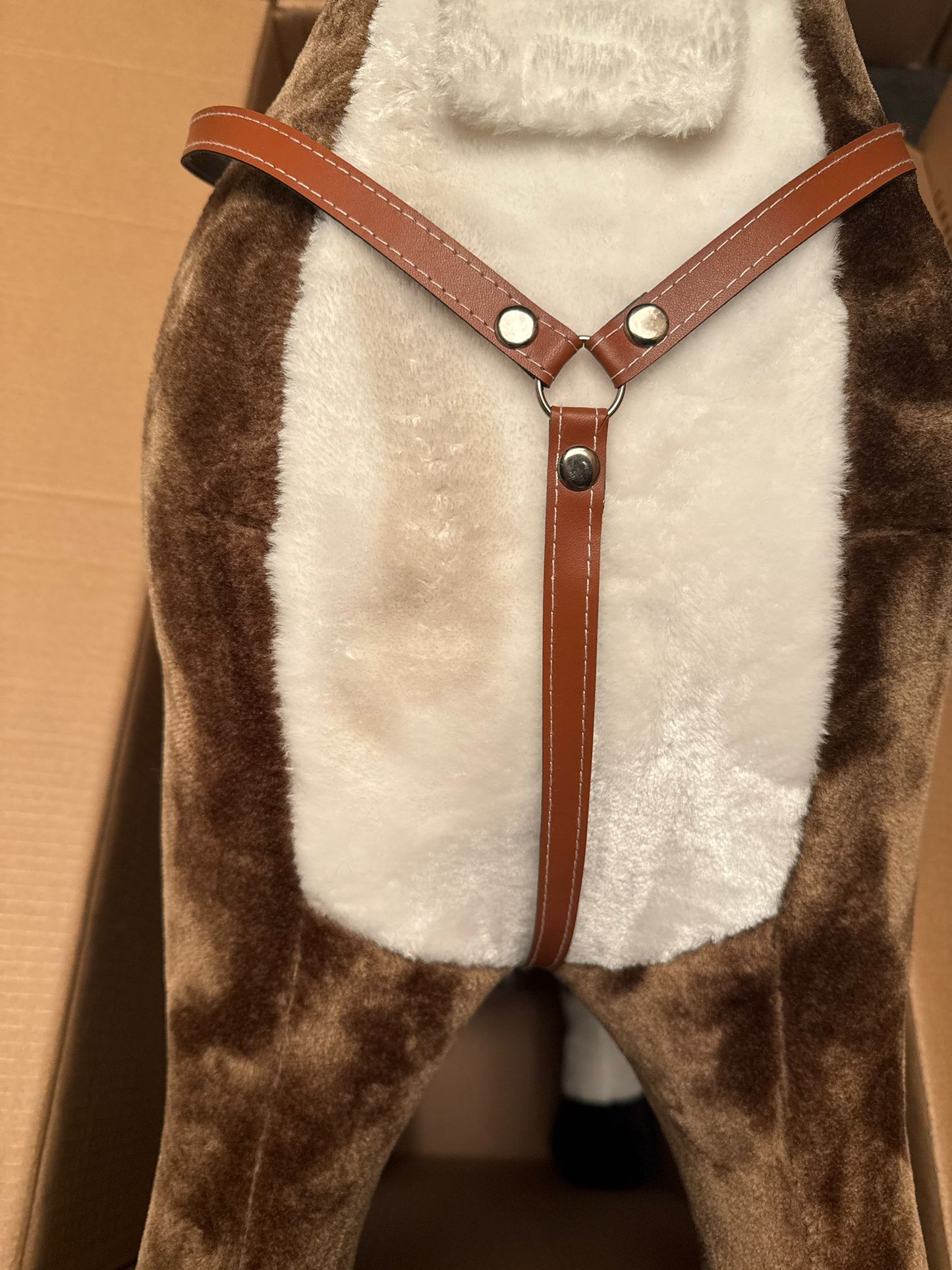 Cheval sur pied XXL de second choix, 125 cm – cheval à monter avec selle 11087