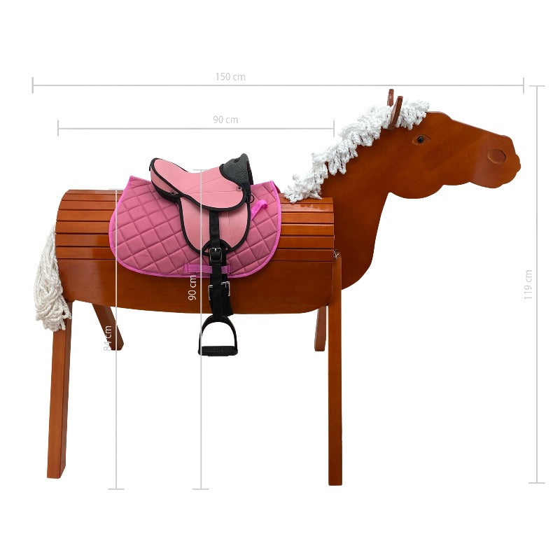 holzpferd otto größe xl mit sattel rosa