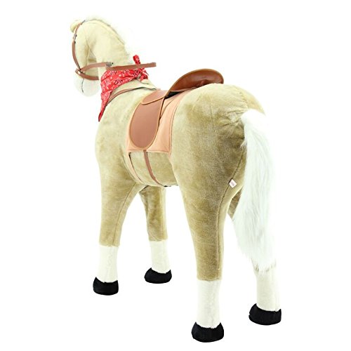 sweety toys 10363 plüsch-stehpferd xxl “goldie” größe ca.110 cm kopfhöhe bis 80 kg belastbar, haflinger mit sattel, pferdedecke und zaumzeug