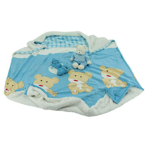 sweety toys 10400 baby geschenk set mit kuscheldecke motiv bär, teddybär und babyschuhe - baby geschenke