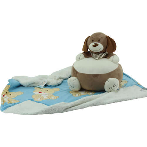 sweety toys 10417 baby geschenkset - kuscheldecke mit plüschhund sitzkissen