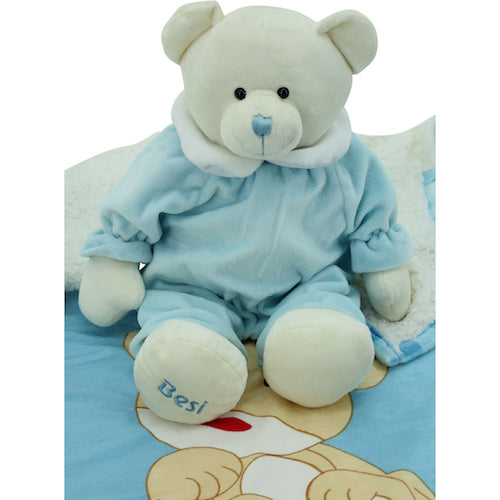 sweety toys 10448 baby set - kuscheldecke mit teddybär betti blau 50 cm