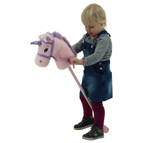 sweety toys 11001 set - steckenpferd einhorn & kuscheltier einhorn plüschtier 65 cm rosa unicorn kuscheleinhorn stofftier