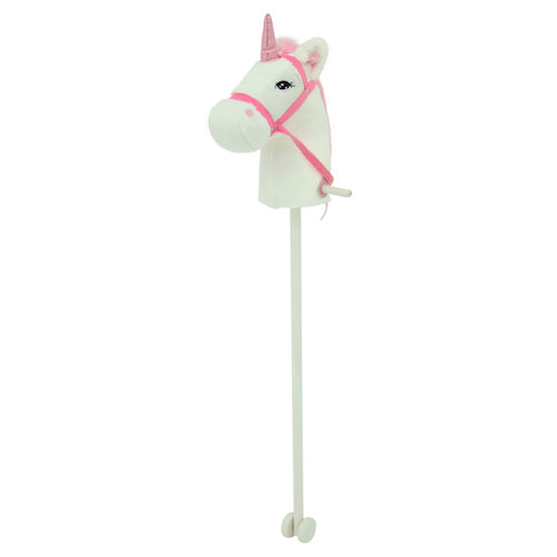 sweety toys 11018 set - steckenpferd einhorn & kuscheltier einhorn plüschtier 65 cm weiss