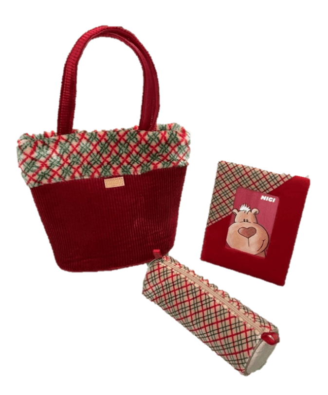 nici geschenkset, handtasche, bilderrahmen 12,5cmx 8,5cm, mäppchen rot