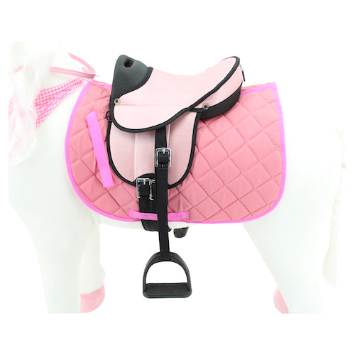 sweety toys 11063/11100 stehpferd xxl giant riesen reitpferd "white beauty" größe ca.125 cm kopfhöhe bis 100kg, weiss mit rosa sattel