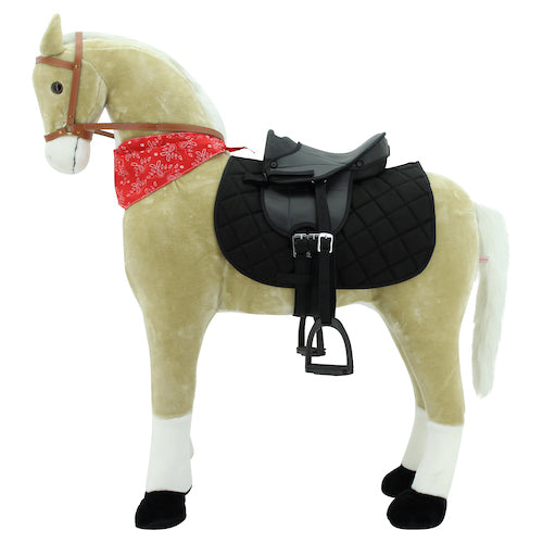 sweety toys 11117 plüsch-stehpferd reitpferd xxl kopfhöhe ca. 125 cm mit schwarzem sattel