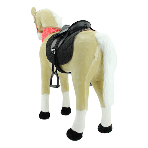 sweety toys 11117 plüsch-stehpferd reitpferd xxl kopfhöhe ca. 125 cm mit schwarzem sattel