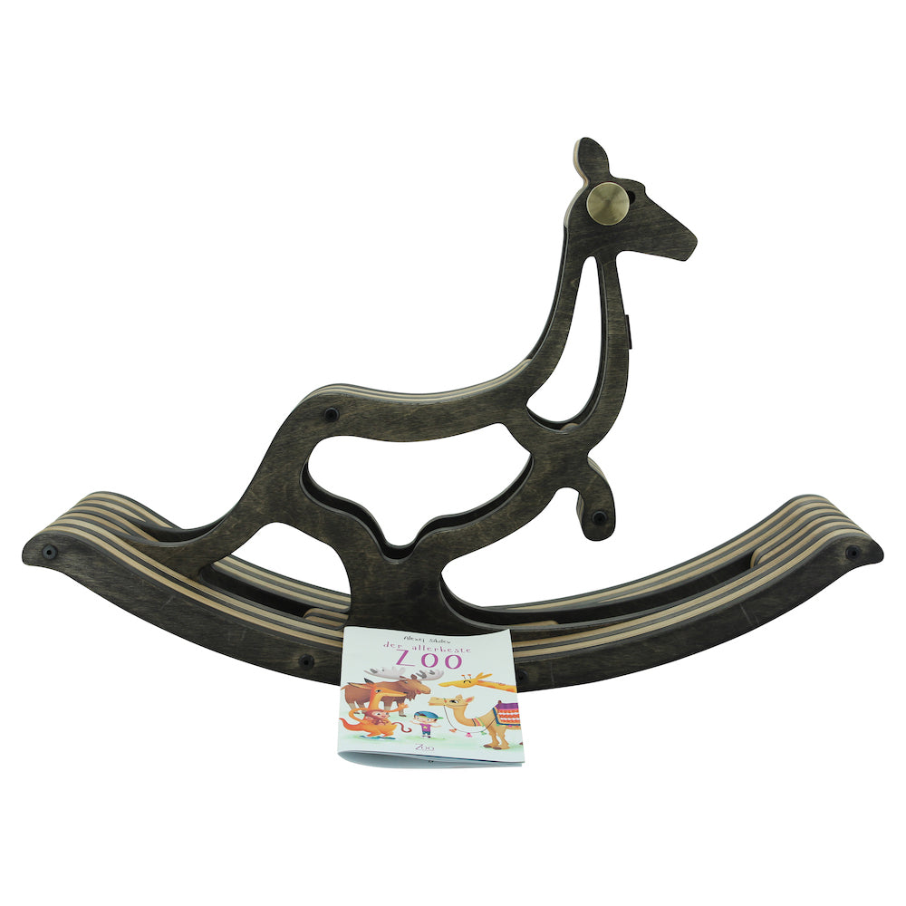 sweety toys 11209 schaukelpferd holz känguru keno dunkelbraun- hochwertiges designer schaukelpferd