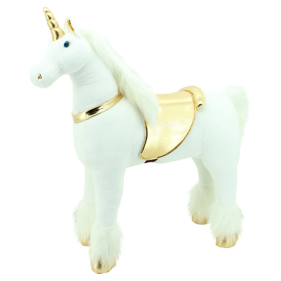 sweety toys 11315 plüsch stehpferd einhorn höhe 110 cm riesenpferd robustes, stabiles reitpferd stahlunterbau