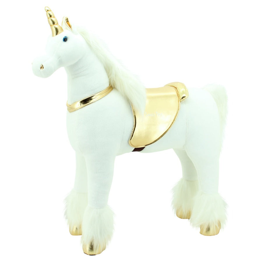 sweety toys 11315 plüsch stehpferd einhorn höhe 110 cm riesenpferd robustes, stabiles reitpferd stahlunterbau