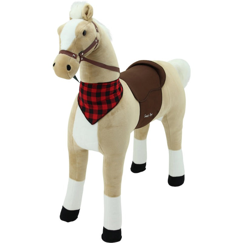 sweety toys 11322 plüsch stehpferd stabiles robustes xxl riesenpferd höhe 130 cm pferd reitpferd beige mit stahlunterbau