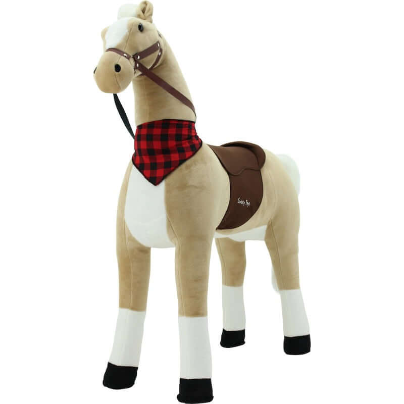 sweety toys 11322 plüsch stehpferd stabiles robustes xxl riesenpferd höhe 130 cm pferd reitpferd beige mit stahlunterbau
