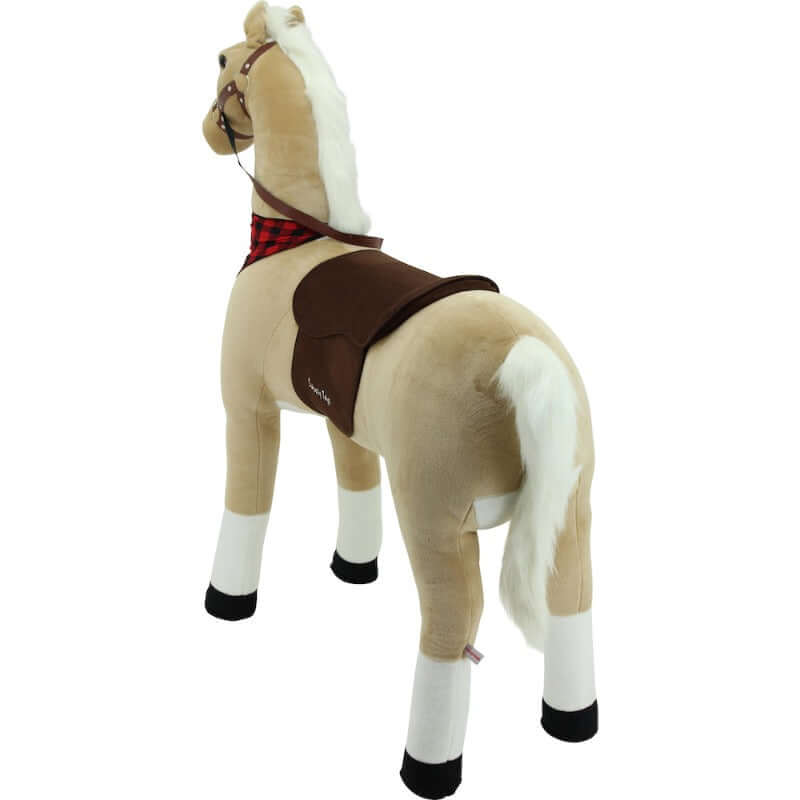 sweety toys 11322 plüsch stehpferd stabiles robustes xxl riesenpferd höhe 130 cm pferd reitpferd beige mit stahlunterbau