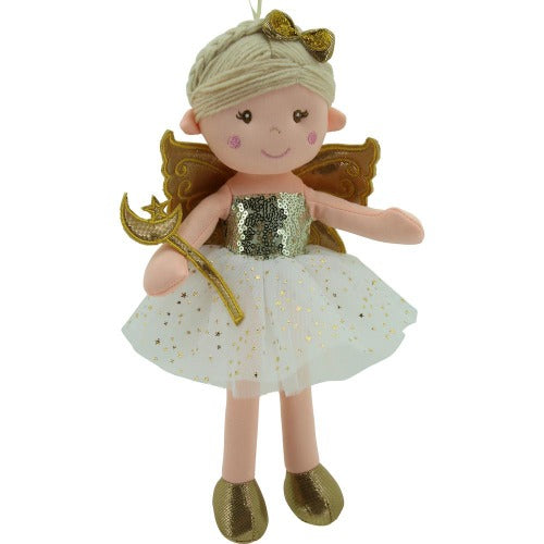 sweety toys geschenkset 11742 stoffpuppe softpuppe fee 30 cm gold mit geschenkdose, weihnachtsgeschenkdose geschenkidee geschenkset