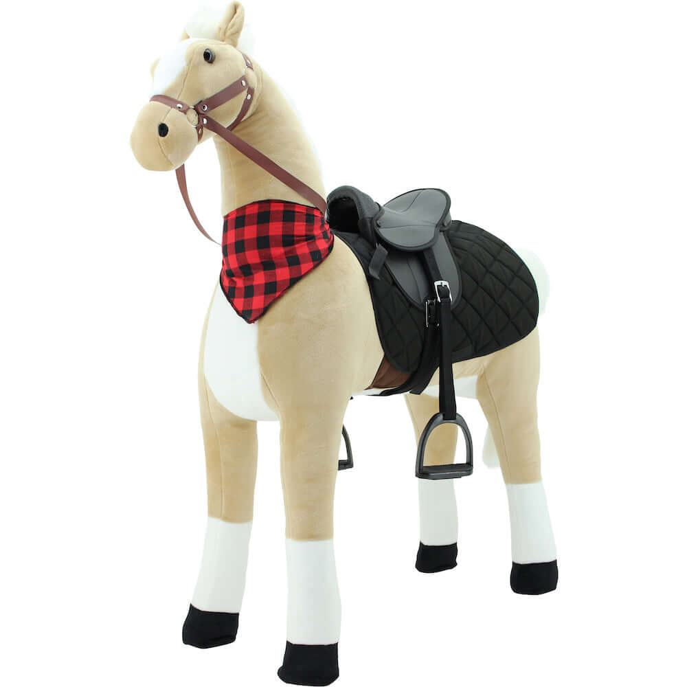 sweety toys 12237 stehpferd mit stahlunterbau - reitpferd sicherheit, stabiles robustes xxl pferd höhe 130 cm, mit zusätzlichem reitsattel