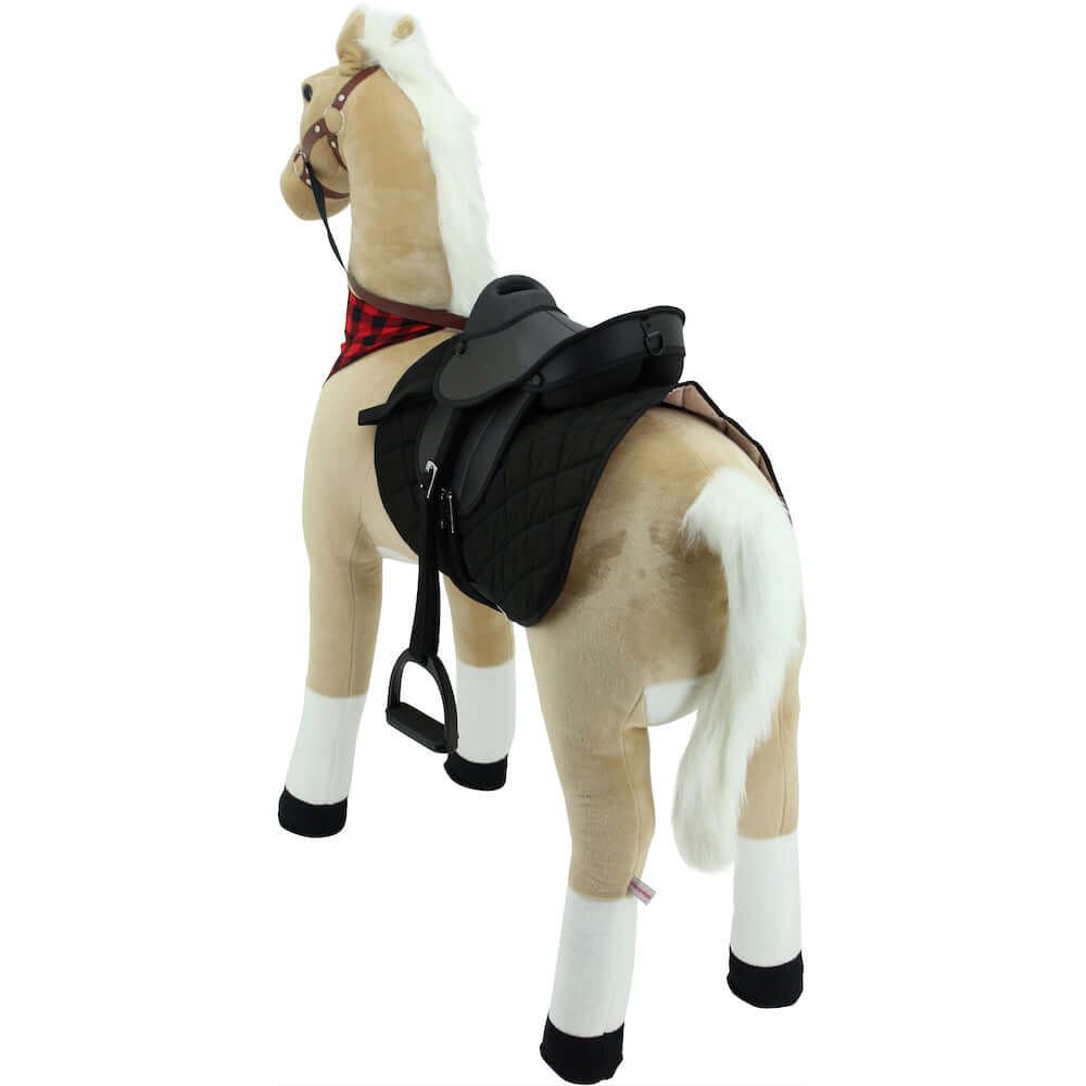 sweety toys 12237 stehpferd mit stahlunterbau - reitpferd sicherheit, stabiles robustes xxl pferd höhe 130 cm, mit zusätzlichem reitsattel