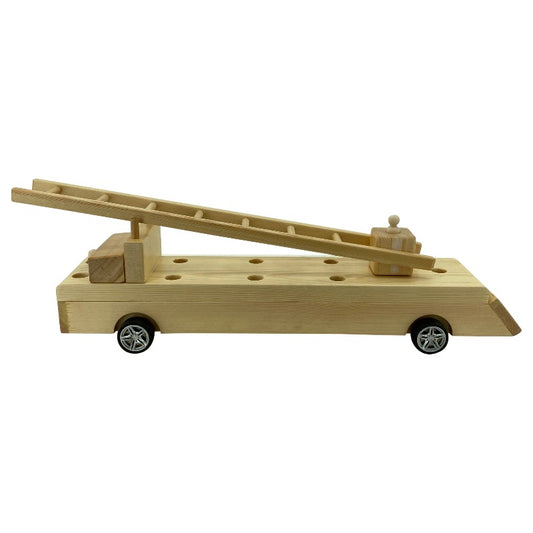 sweety toys 12398 feuerwehrauto aus holz mit verstellbarer leiter 62 cm- rutscher