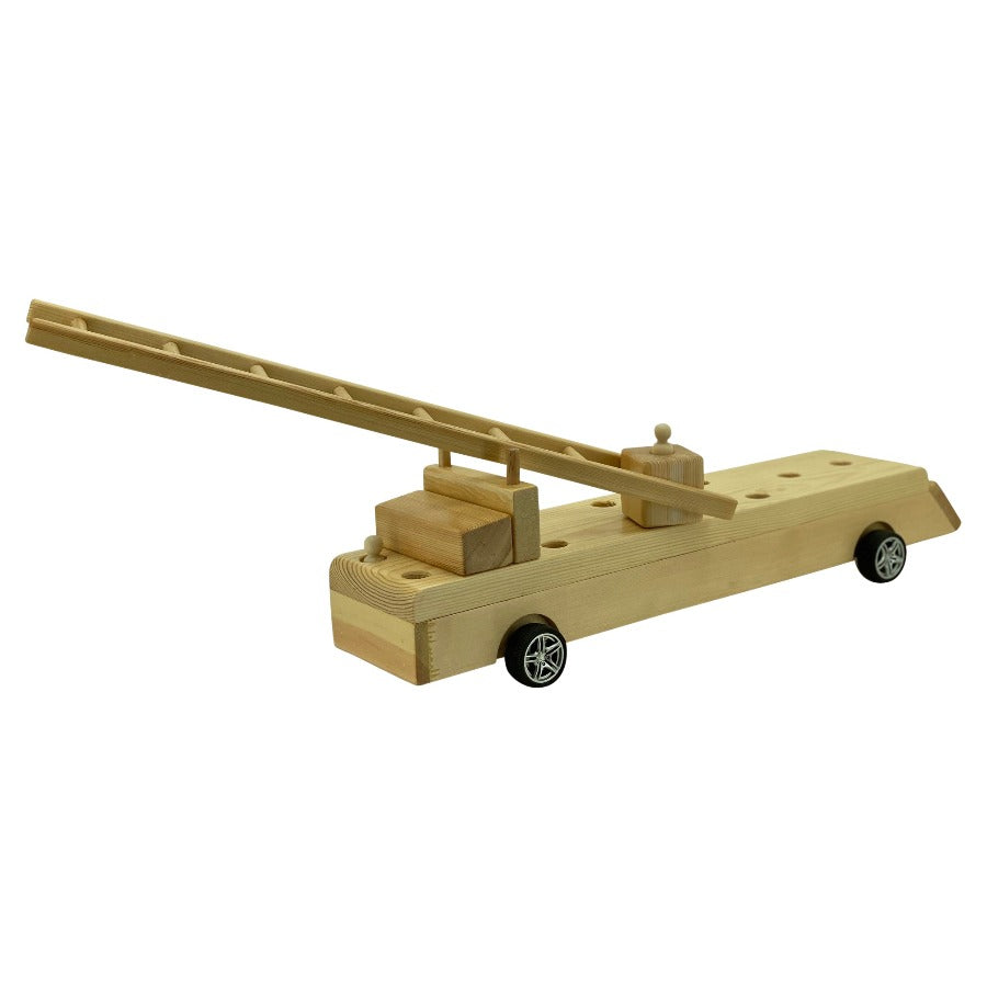 sweety toys 12398 feuerwehrauto aus holz mit verstellbarer leiter 62 cm- rutscher