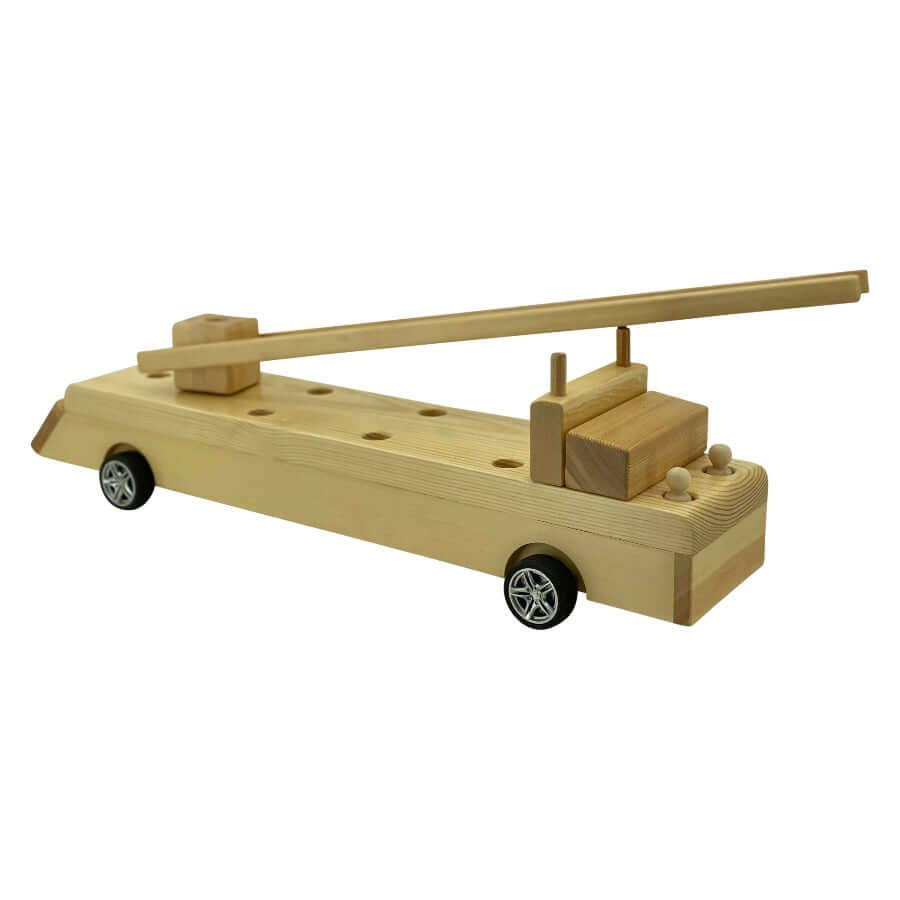 sweety toys 12398 feuerwehrauto aus holz mit verstellbarer leiter 62 cm- rutscher