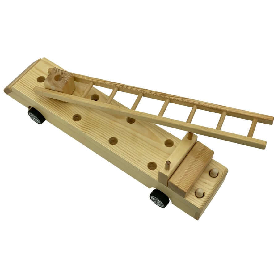 sweety toys 12398 feuerwehrauto aus holz mit verstellbarer leiter 62 cm- rutscher