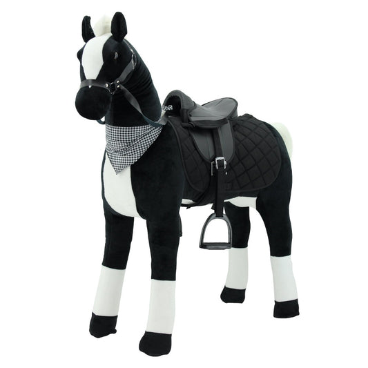 sweety toys 13142 stehpferd sicherheit stabiles xxl riesenpferd 125 cm reitpferd schwarz mit stahlunterbau mit zusätzlichem reitsattel