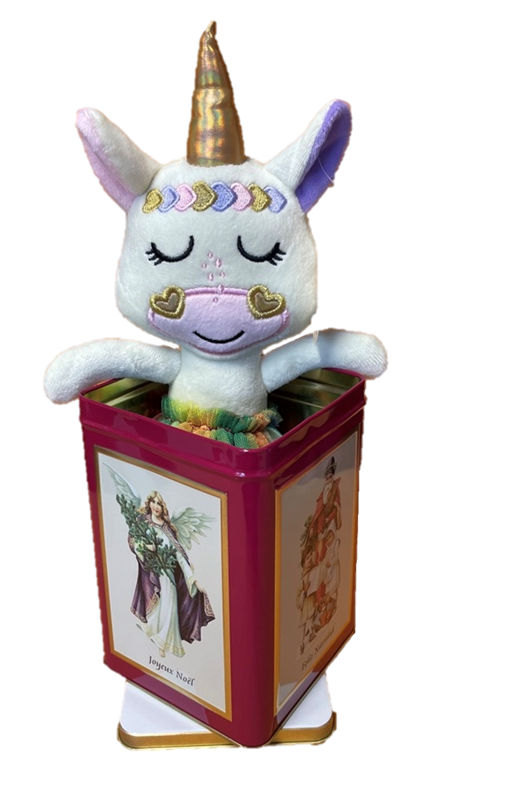 sweety toys geschenkset 13388 einhorn stoffpuppe softpuppe ballerina mit geschenkdose, weihnachtsgeschenkdose mit fee plüschtier prinzessin 30 cm dose bordeaux