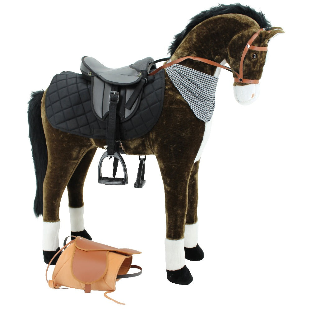 sweety toys 14132 stehpferd standpferd reittier plüschpferd reitpferd 110 cm inkl. sattel mit steigbügeln