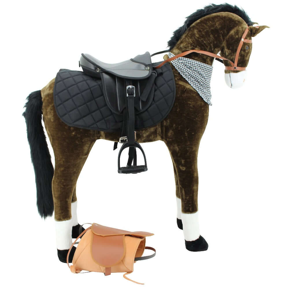 sweety toys 14132 stehpferd standpferd reittier plüschpferd reitpferd 110 cm inkl. sattel mit steigbügeln