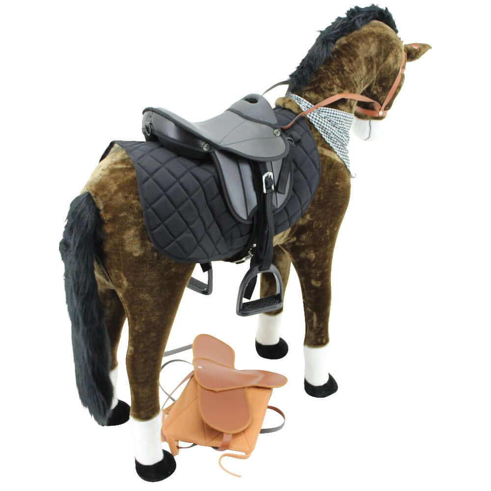 sweety toys 14132 stehpferd standpferd reittier plüschpferd reitpferd 110 cm inkl. sattel mit steigbügeln