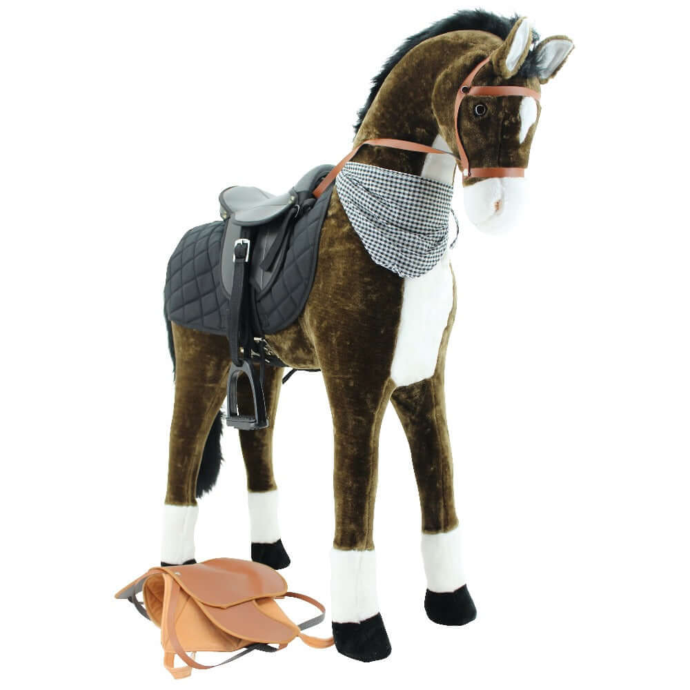 sweety toys 14132 stehpferd standpferd reittier plüschpferd reitpferd 110 cm inkl. sattel mit steigbügeln