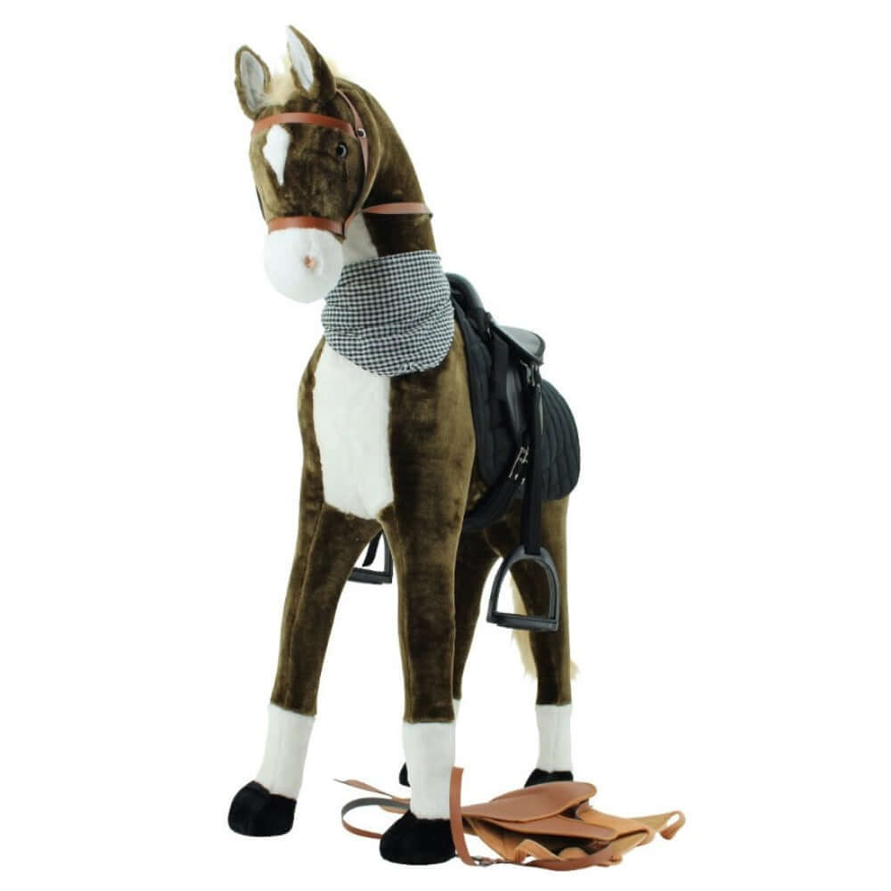 sweety toys 14149 stehpferd standpferd reittier plüschpferd reitpferd 110 cm inkl. sattel mit steigbügeln