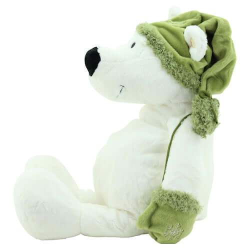 sweety toys 3037 eisbär teddybär 50 cm mit grüner mütze und handschuhen