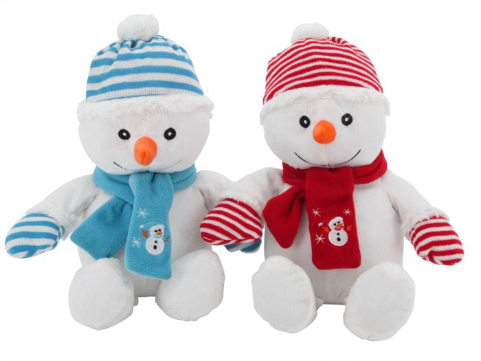 sweety toys 4720 schneemann weihnachtsmann 42 cm, supersüß mit bommelmütze und schal, verfügbar in rot oder blau -plüschbär teddy teddybär