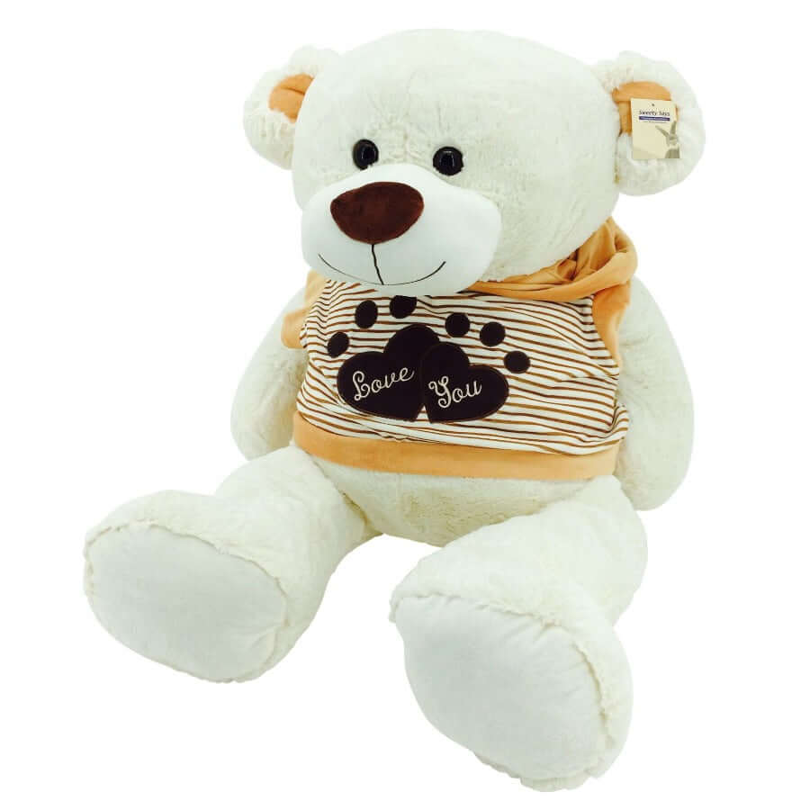 sweety-toys 5376 riesen teddybär 120 cm beige mit kapuzenpullover - kuscheltier teddy