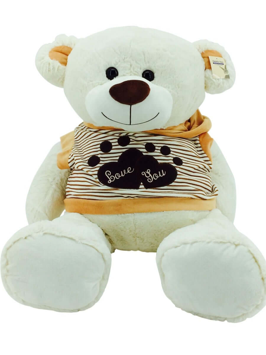 sweety-toys 5376 riesen teddybär 120 cm beige mit kapuzenpullover - kuscheltier teddy