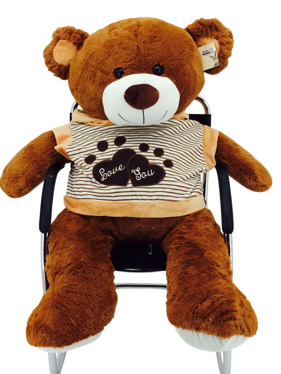 sweety toys 5383 kuschelbär riesen teddybär mit kapuzen 120 cm - teddy in braun mit pullover