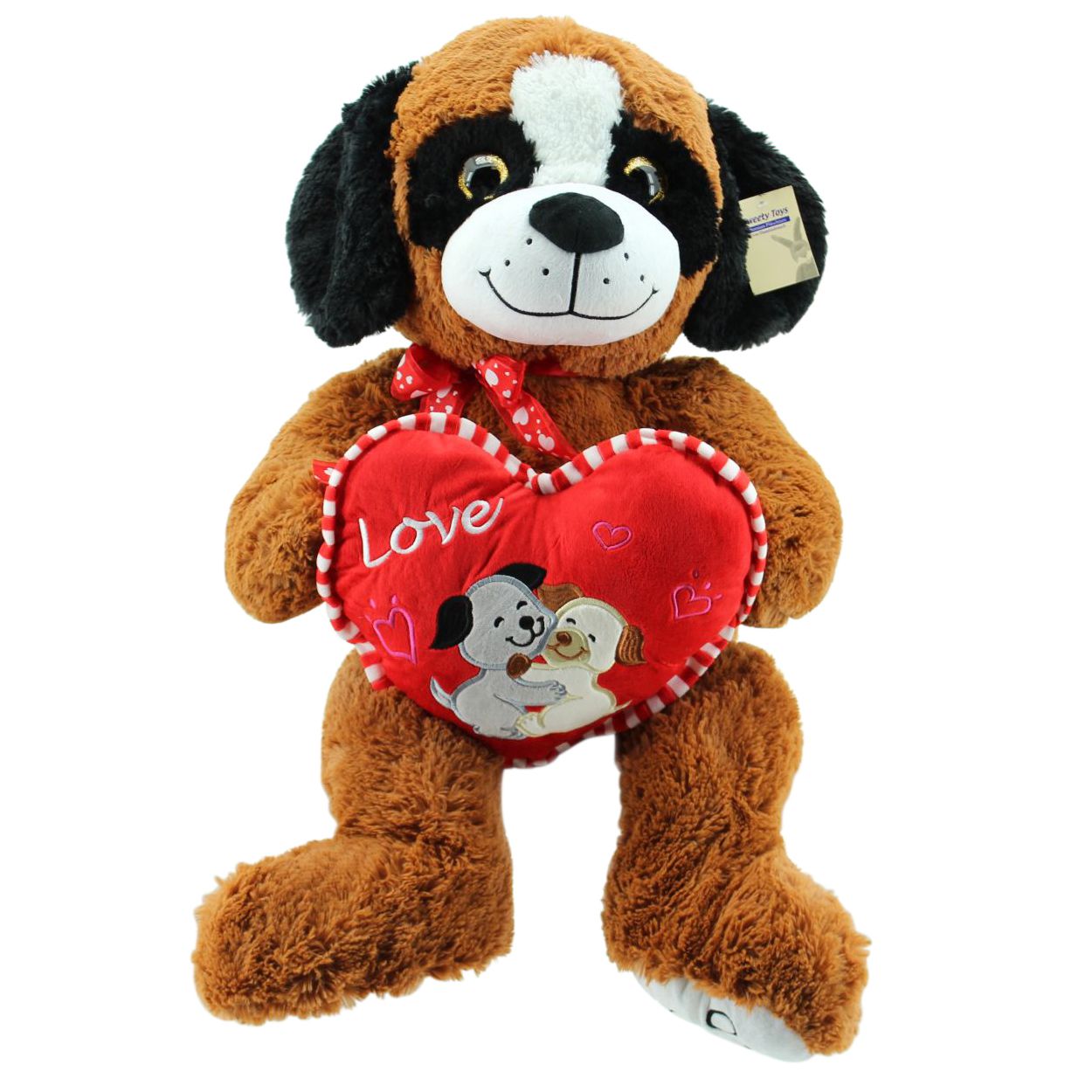 sweety toys 5406 'love' plüschhund braun 90 cm mit herz , teddybär aus premium qualität