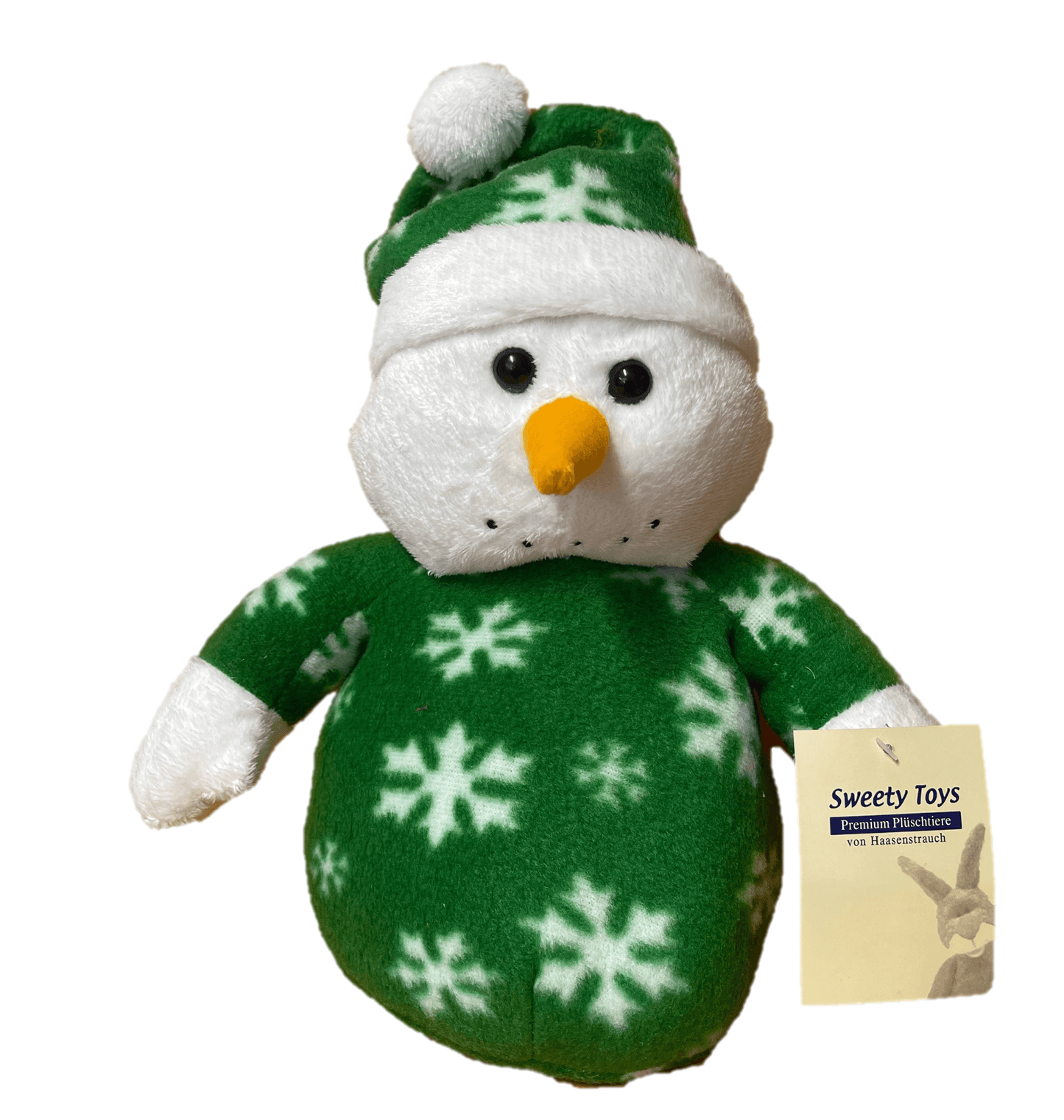 sweety toys 5543 kuscheltier schneemann ca. 30 cm- verschiedene farben grün- schneeflocke