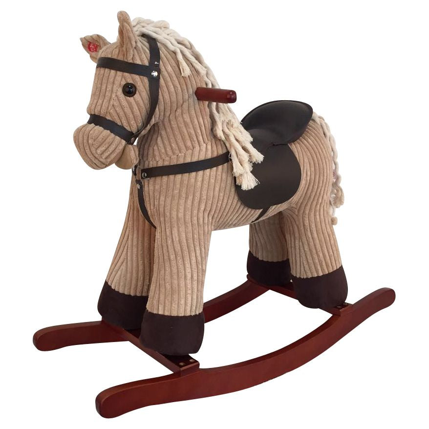 sweety-toys 6816 loopie schaukelpferd beige/khaki super- süß, sehr edel cord cotton
