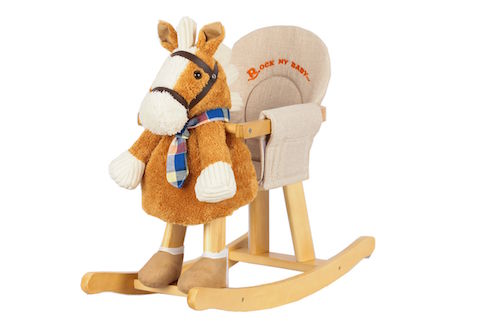 sweety toys 7066 schaukelpferd mit halstuch orange-braun - 2in1 produkt- schaukelpferd und handpuppe