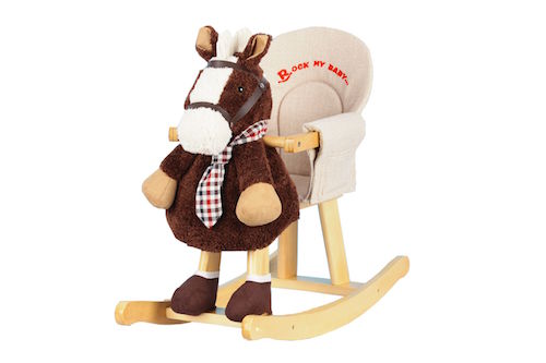 sweety toys 7073 schaukelpferd mit halstuch dunkelbraun- 2in1 produkt- schaukelpferd und handpuppe