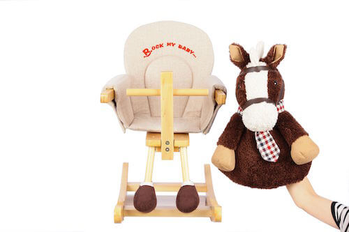 sweety toys 7073 schaukelpferd mit halstuch dunkelbraun- 2in1 produkt- schaukelpferd und handpuppe